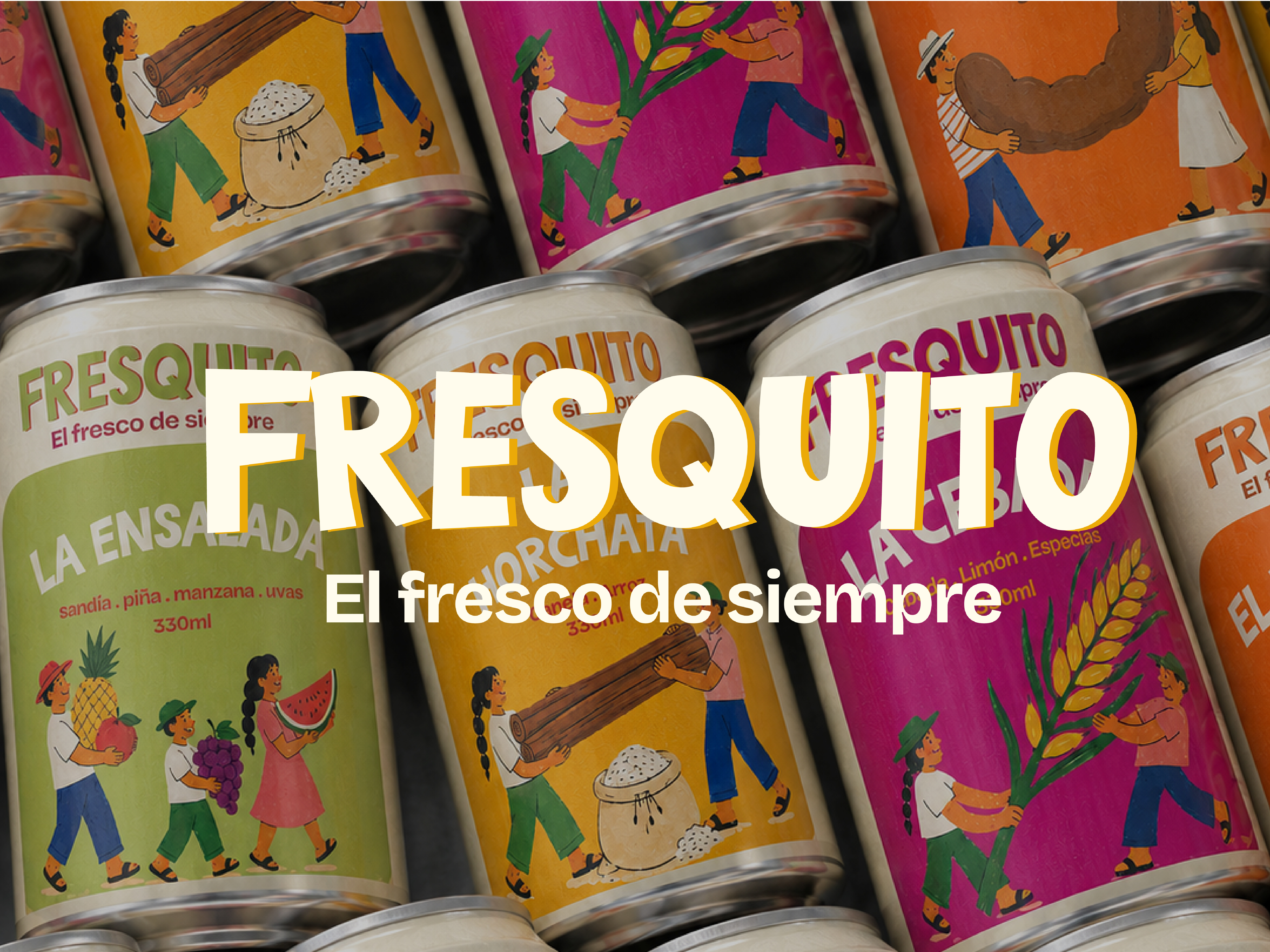 Portada del proyecto Fresquito: latas ilustradas con el eslogan El fresco de siempre