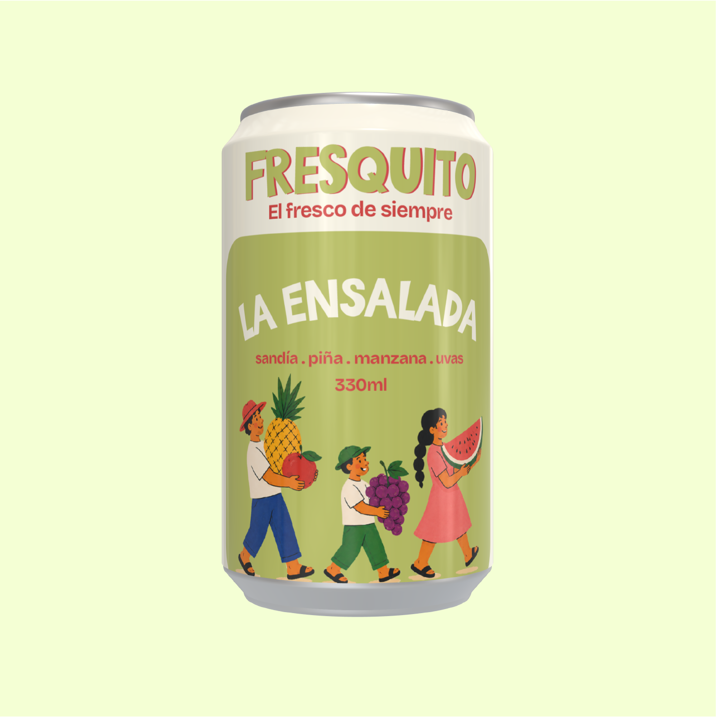 Lata Fresquito de ensalada en vista frontal