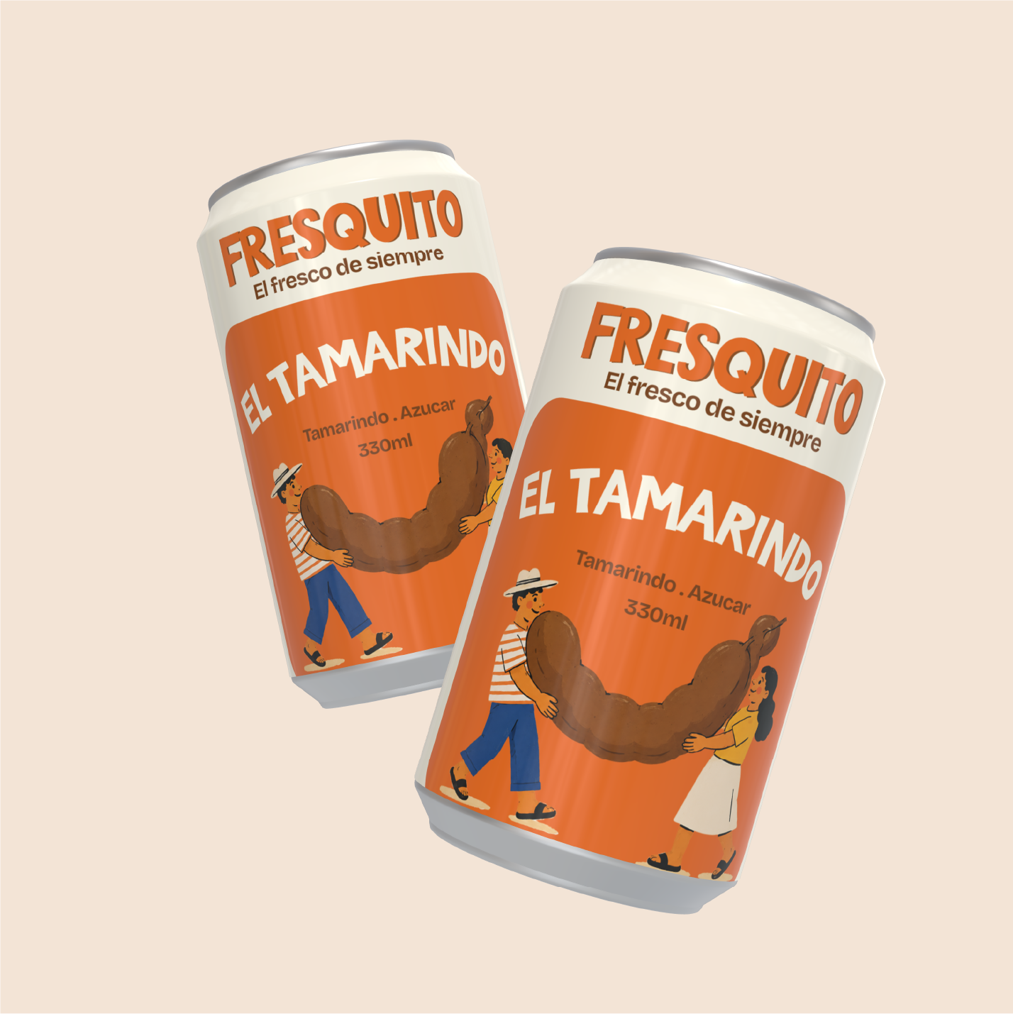 Latas Fresquito de tamarindo en vista frontal y posterior